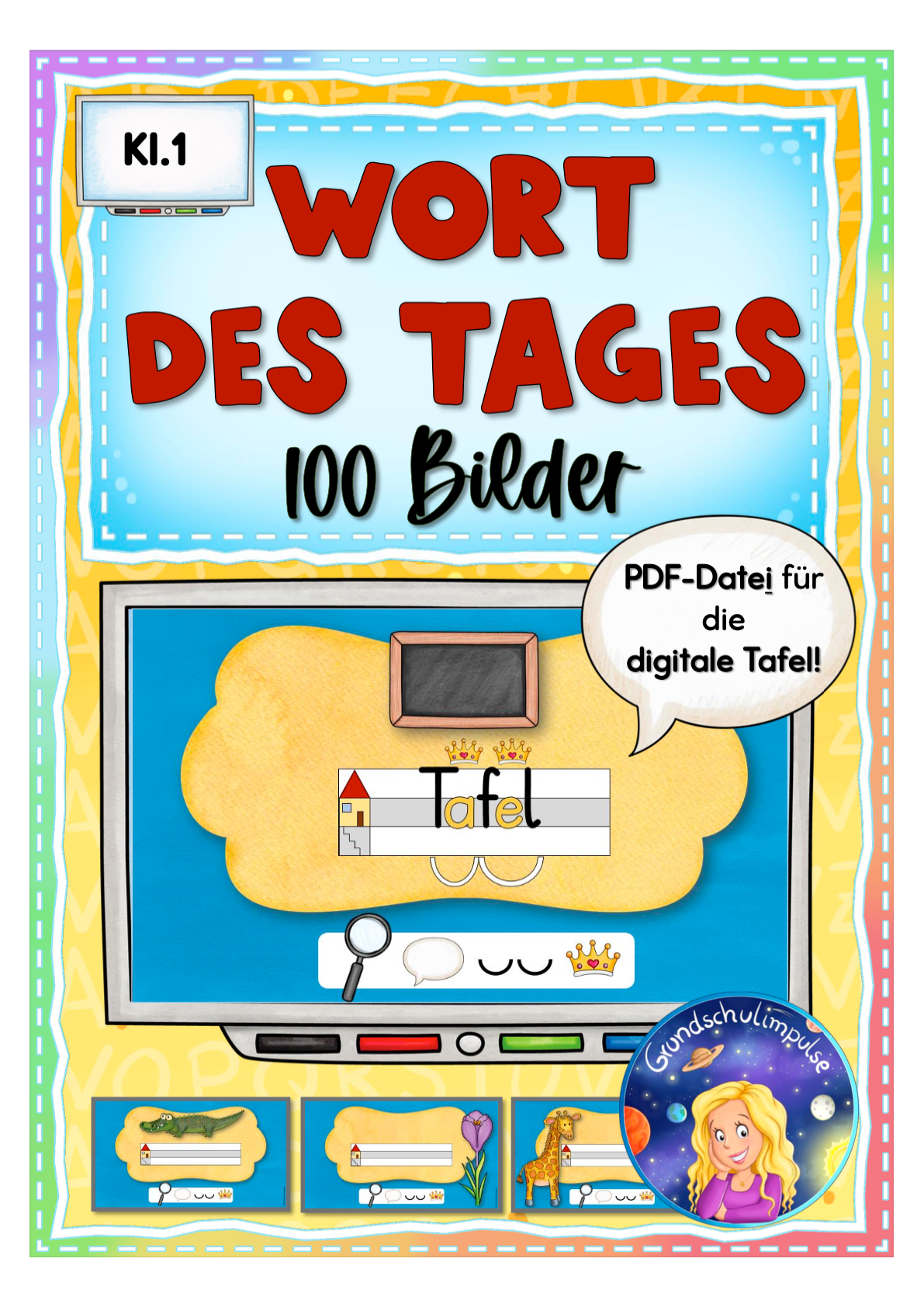 Wort des Tages für digitale Tafel (Klasse 1) - 100 Bilder