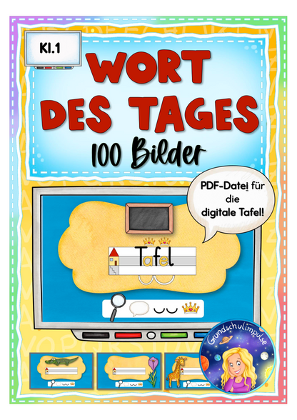 Wort des Tages für digitale Tafel (Klasse 1) - 100 Bilder