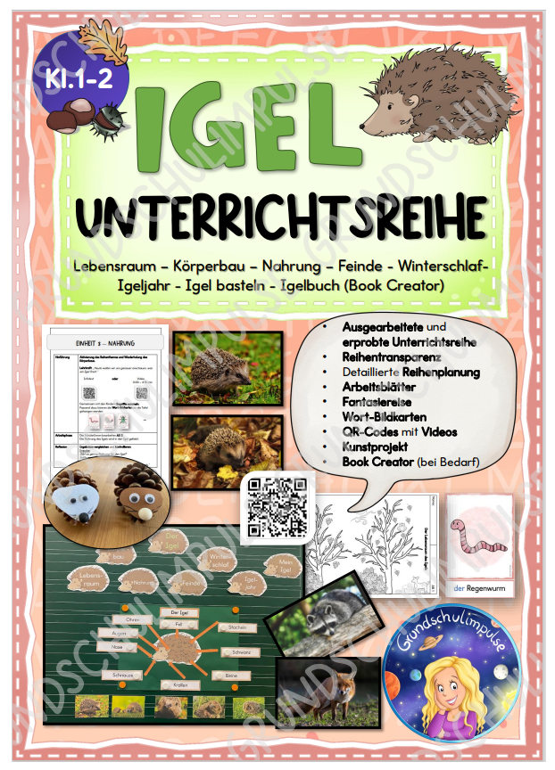 Der Igel: Unterrichtsreihe (Klasse 1+2) – Grundschulimpulse