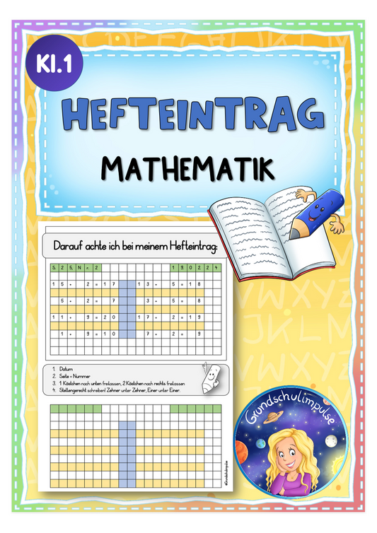 Handout Hefteintrag Mathematik (Klasse 1)