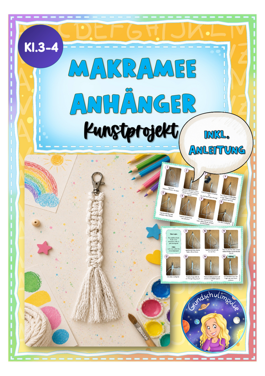 Makramee-Anhänger Kunst/Textil (inkl.Anleitung) Klasse 3-4