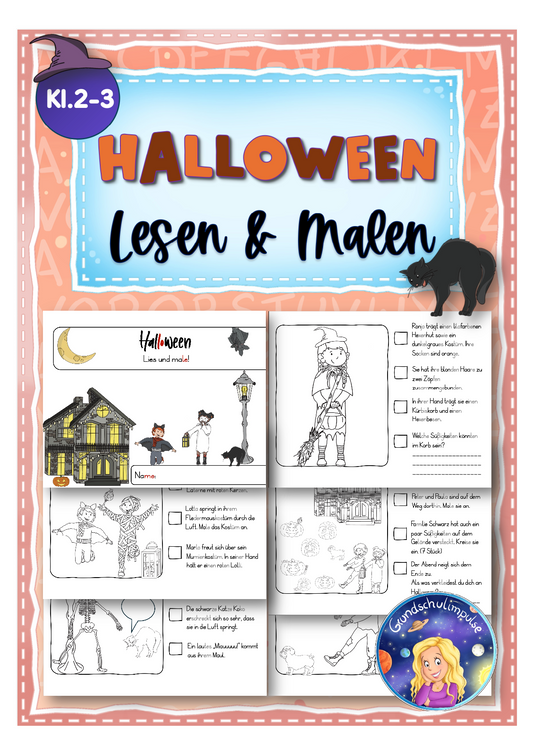 Halloween-Miniheft - Lesen und Malen (Klasse 2-3)
