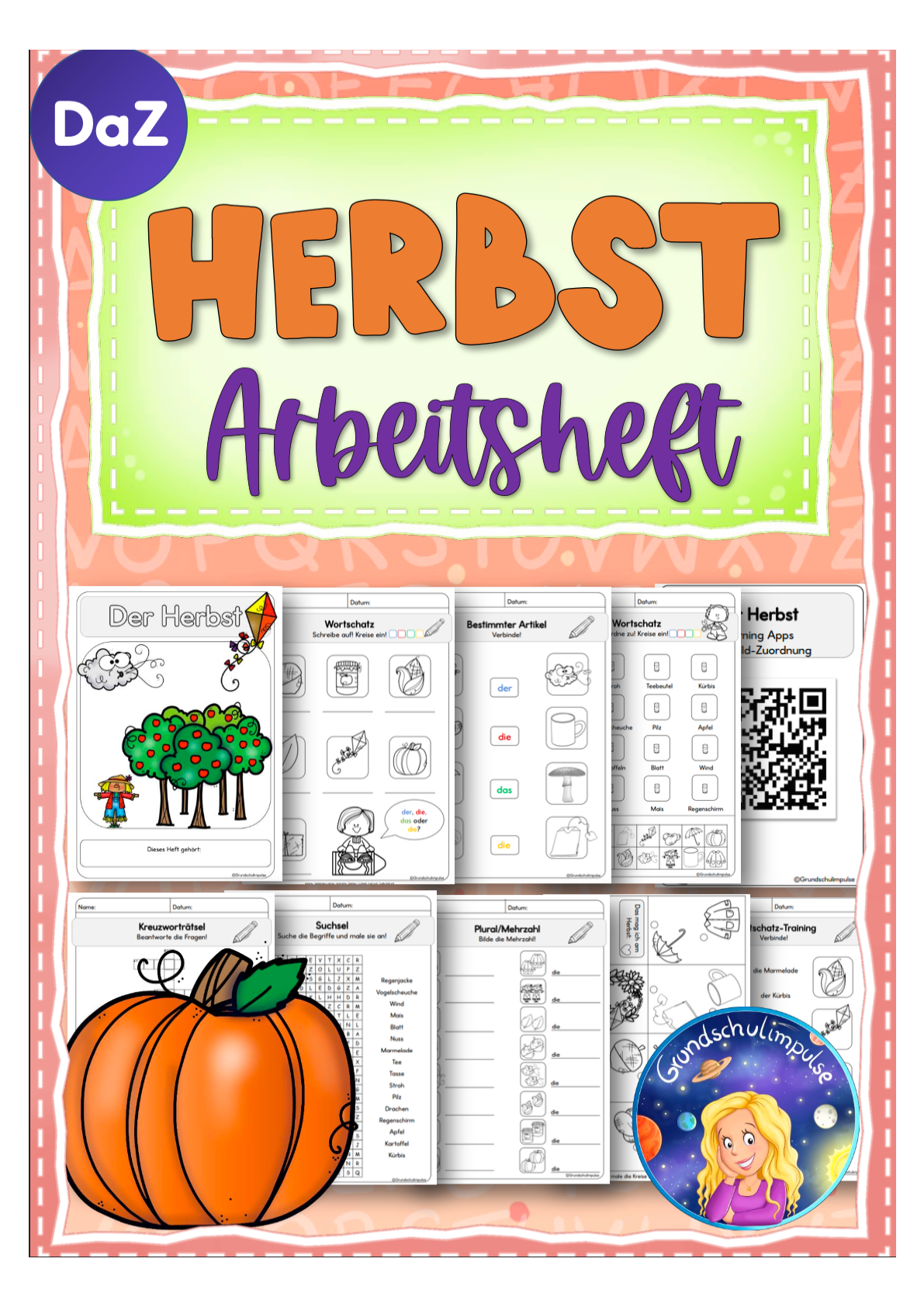 HERBST: Arbeitsheft inkl. QR-Codes (DaZ/DaF)
