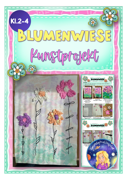 Kunstprojekt: Blumenwiese - Krepppapierdruck (Klasse 2-4)