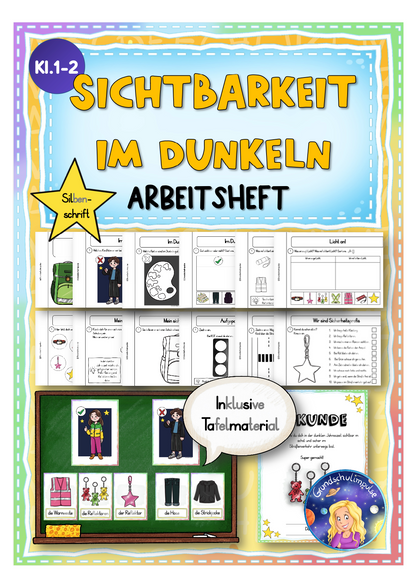Miniheft: Verkehrssicherheit und Sichtbarkeit im Dunkeln/Straßenverkehr inkl. Tafelmaterial (Klasse 1+2)