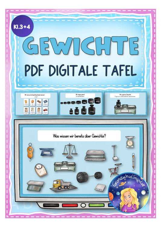 Gewichte - PDF für die digitale Tafel (Klasse 3+4)