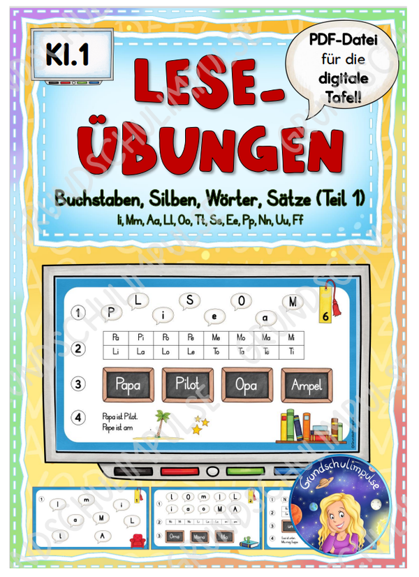 Leseübungen für digitale Tafel - Teil 1 (Klasse 1) – Grundschulimpulse