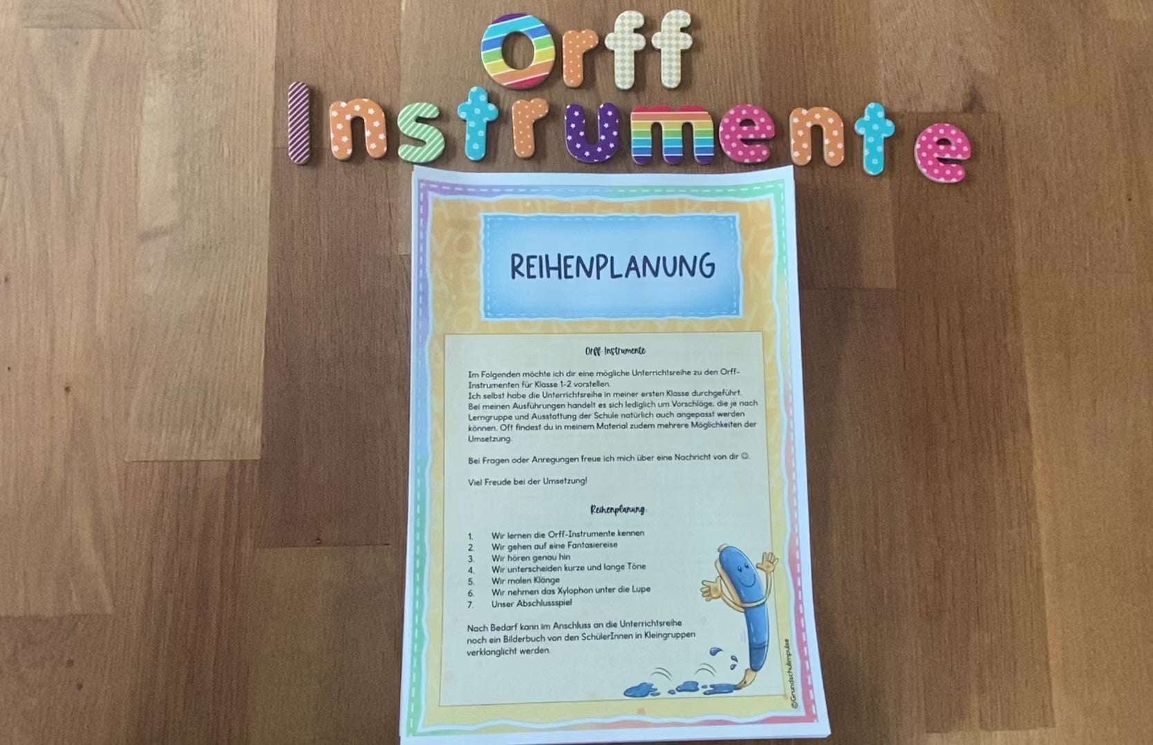 Unterrichtsreihe Orff Instrumente für die Grundschule