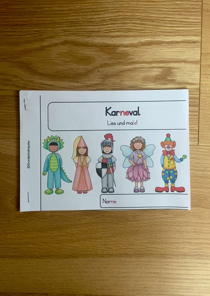 Lesen und malen an Karneval - Heft für die Grundschule