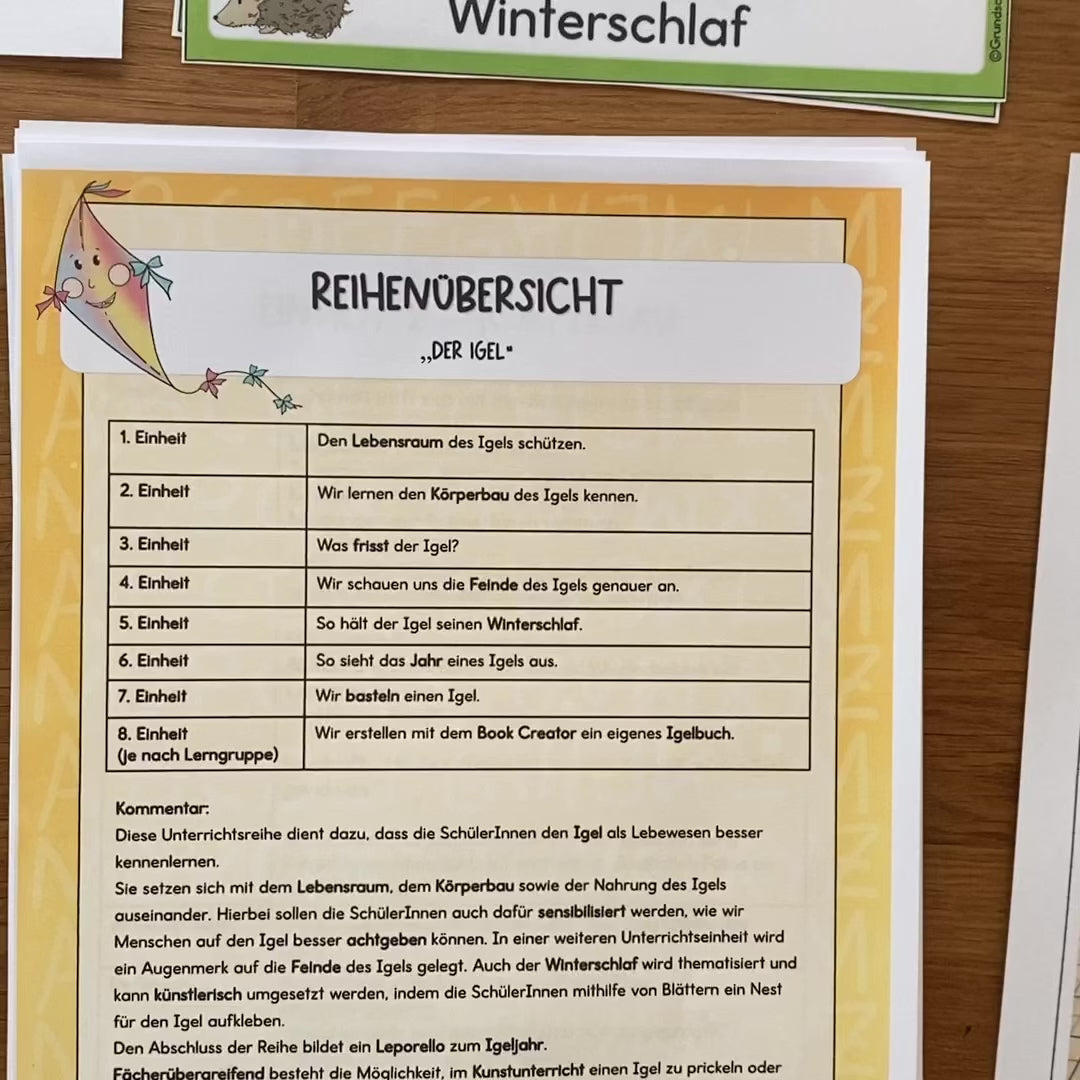 Unterrichtsreihe_Der Igel_Klasse1+2
