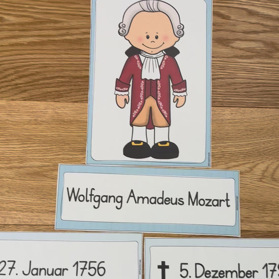 Mozart: Tafelmaterial für den Musikunterricht (Klasse 3+4)