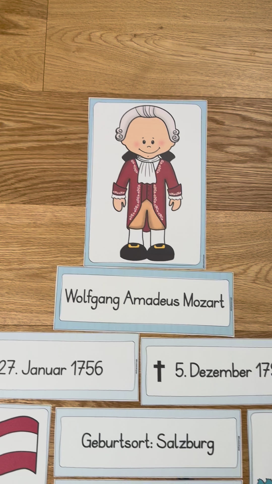 Mozart: Tafelmaterial für den Musikunterricht (Klasse 3+4)